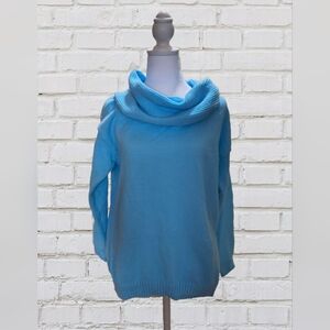 Women's Blue Cowl Neck Sweater